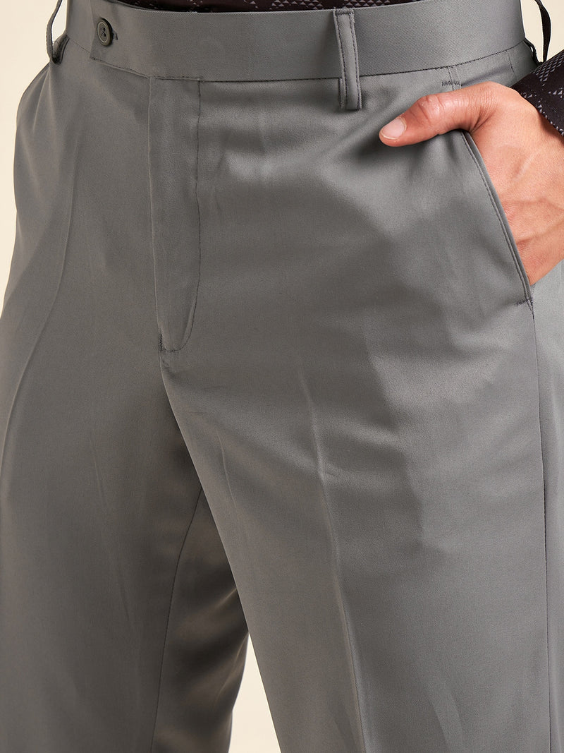 DENNISON Men Flat-Front Mid-Rise Formal Trousers