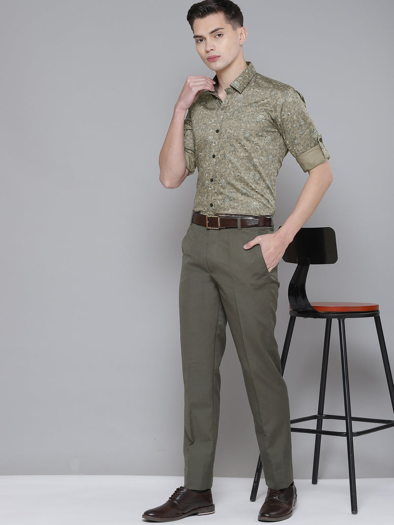 DENNISON Men Brown Smart Slim Fit Printed Formal Shirt