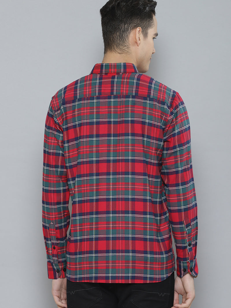 Men Smart Tartan Checked Cotton Casual Shirt