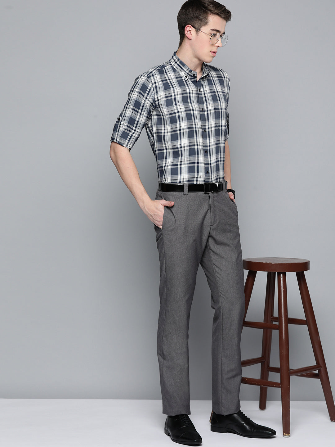 Smart Slim Fit Tartan Checks Formal Shirt