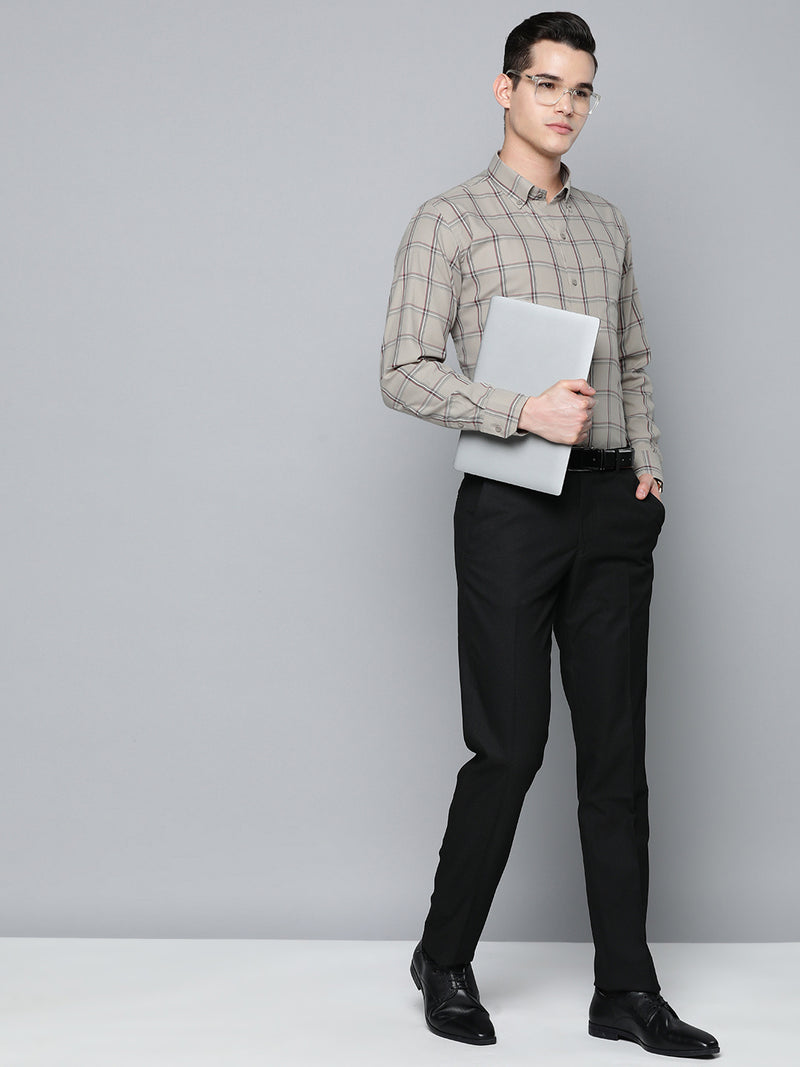 DENNISON Men Smart Windowpane Checks Formal Shirt