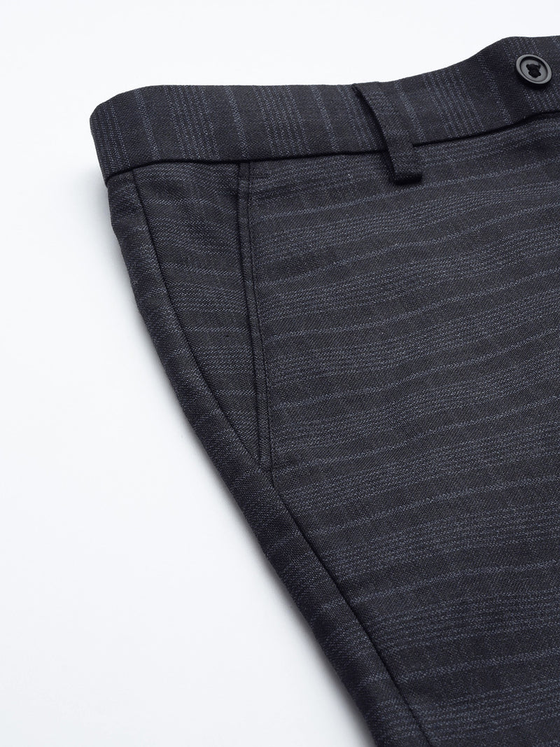 DENNISON Men Smart Self Design Tapered Fit Formal Trousers