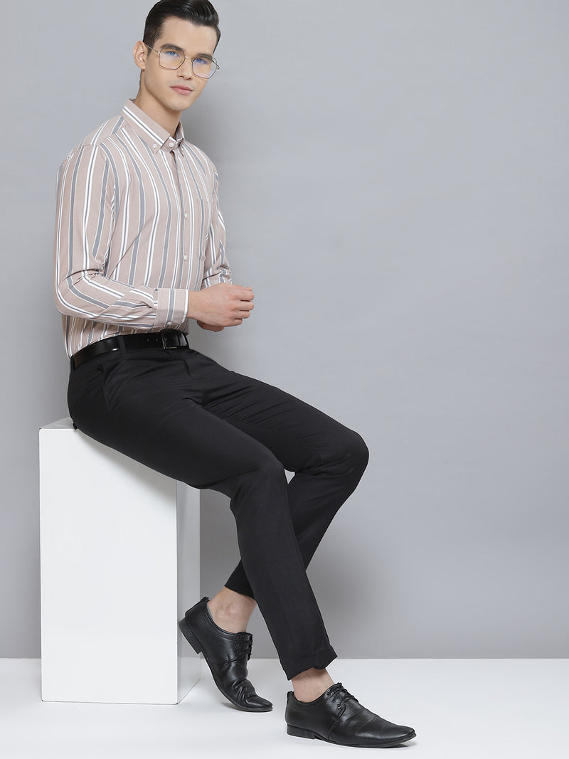 Men Smart Striped Cotton Formal Shirt