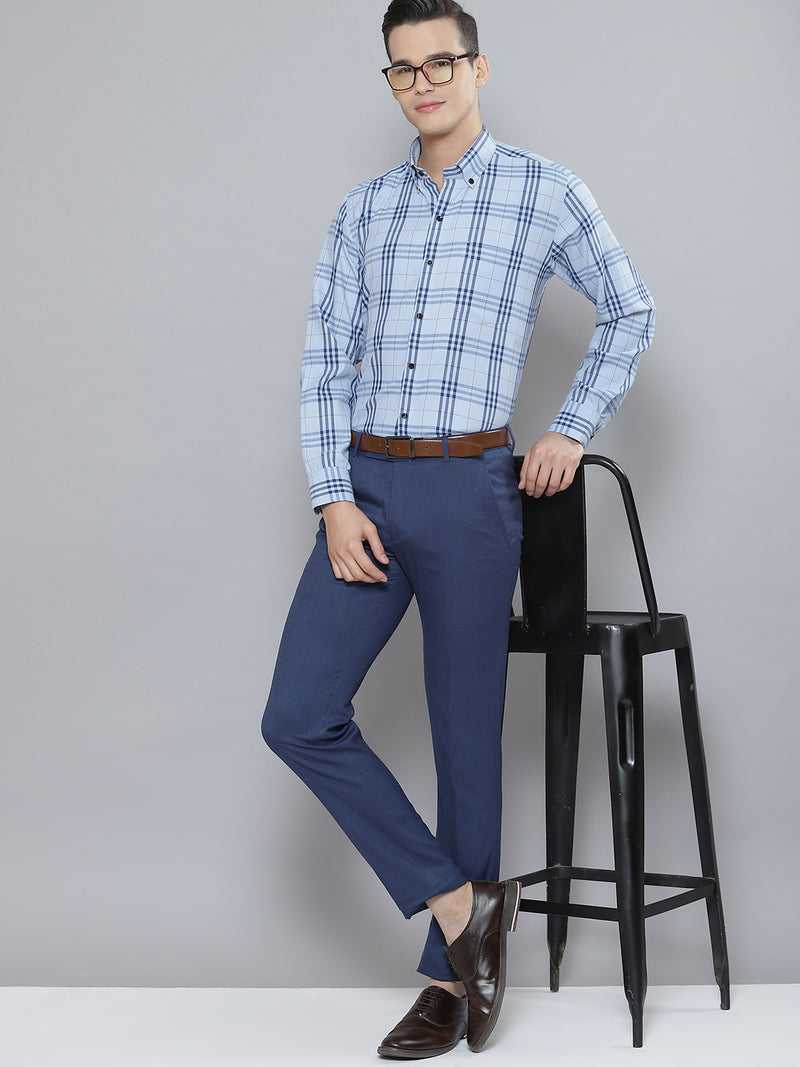Men Smart Tartan Checked Cotton Formal Shirt