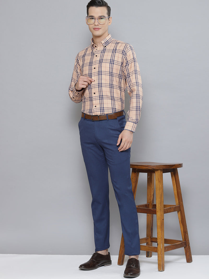 Men Smart Tartan Checked Cotton Formal Shirt