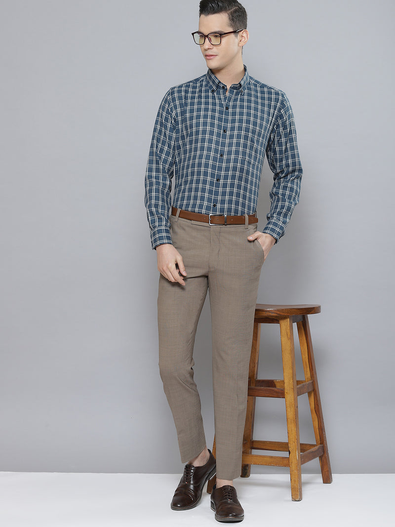 Men Smart Gingham Checked Cotton Formal Shirt