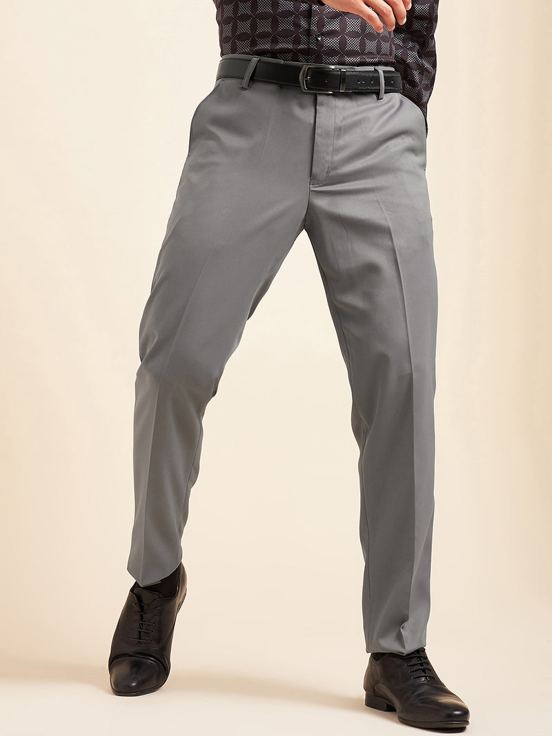 DENNISON Men Flat-Front Mid-Rise Formal Trousers