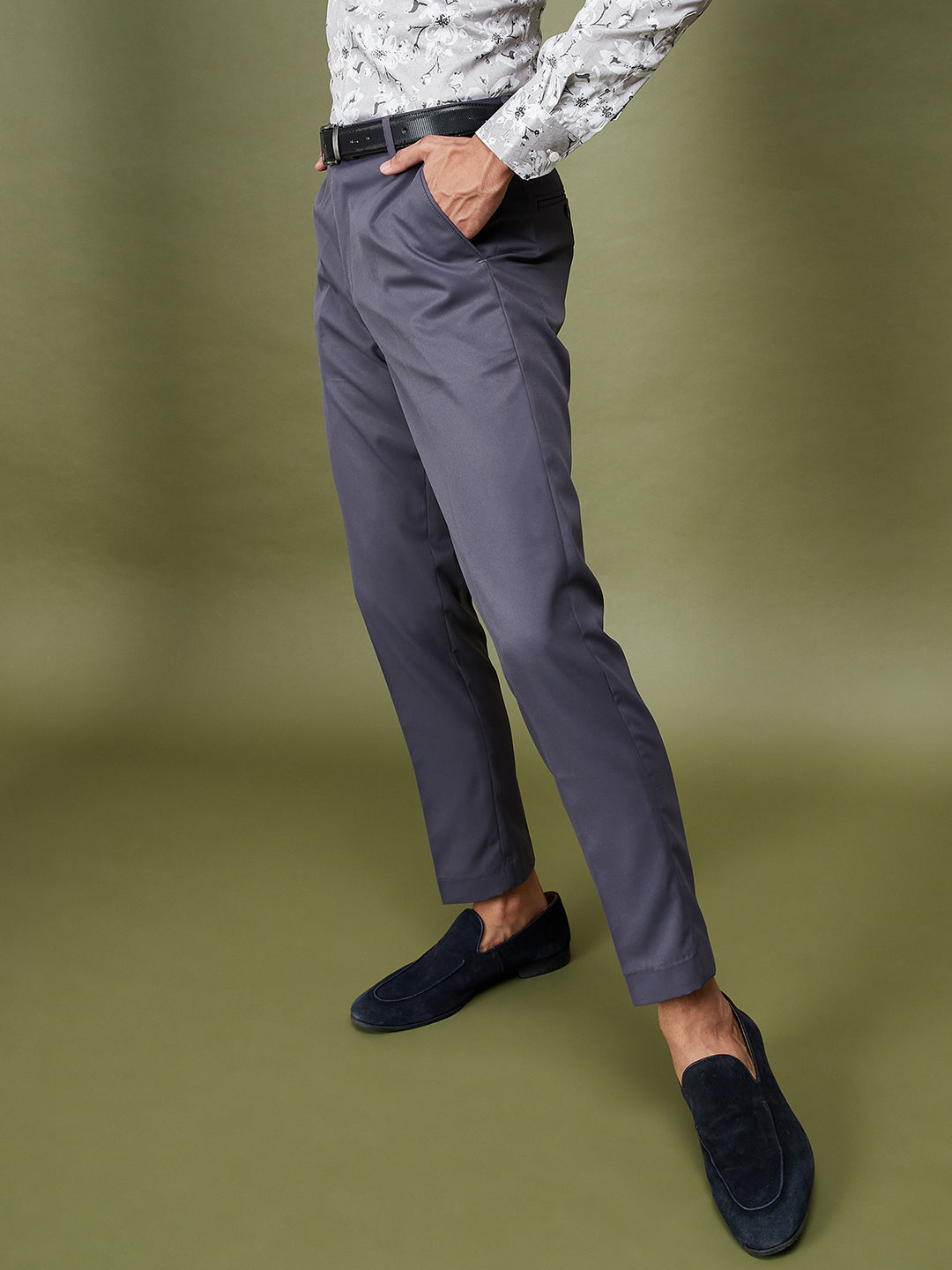 DENNISON Men Smart Mid-Rise Easy Wash Formal Trousers