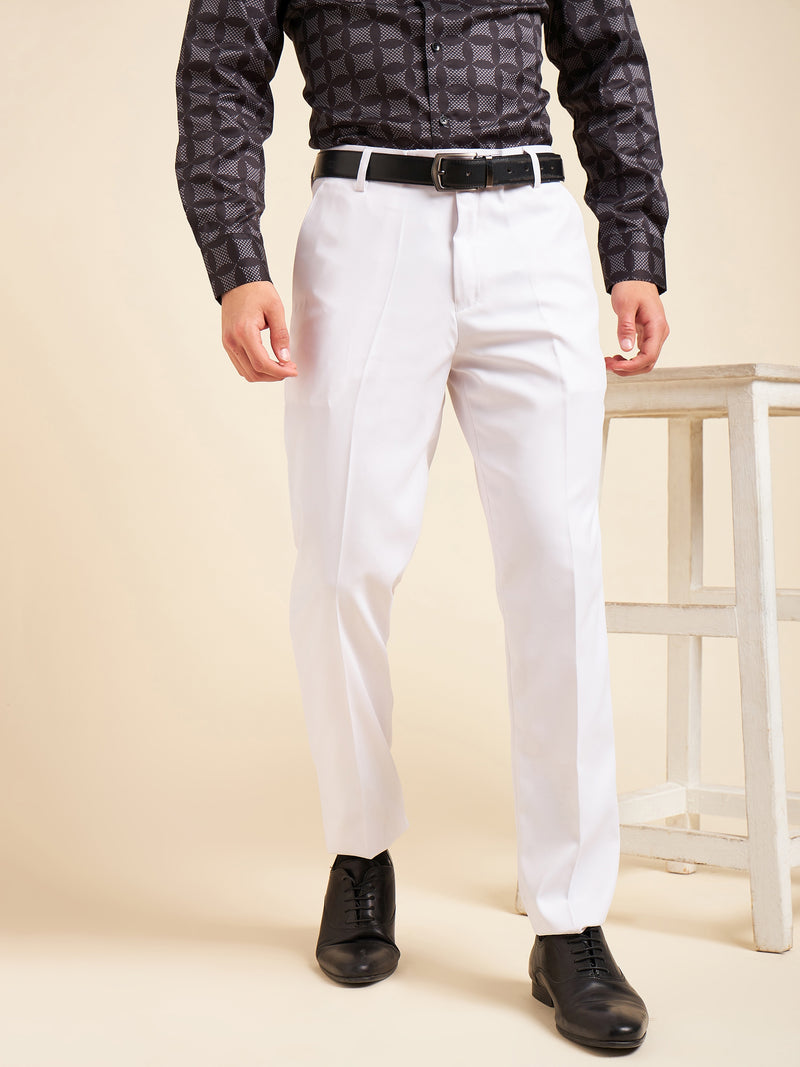 DENNISON Men Flat-Front Mid-Rise Formal Trousers