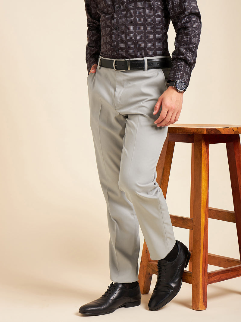 DENNISON Men Flat-Front Mid-Rise Regular Trousers
