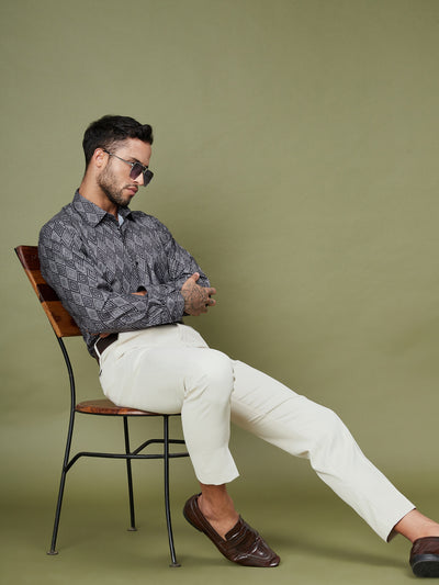 DENNISON Men Flat-Front Mid-Rise Regular Trousers