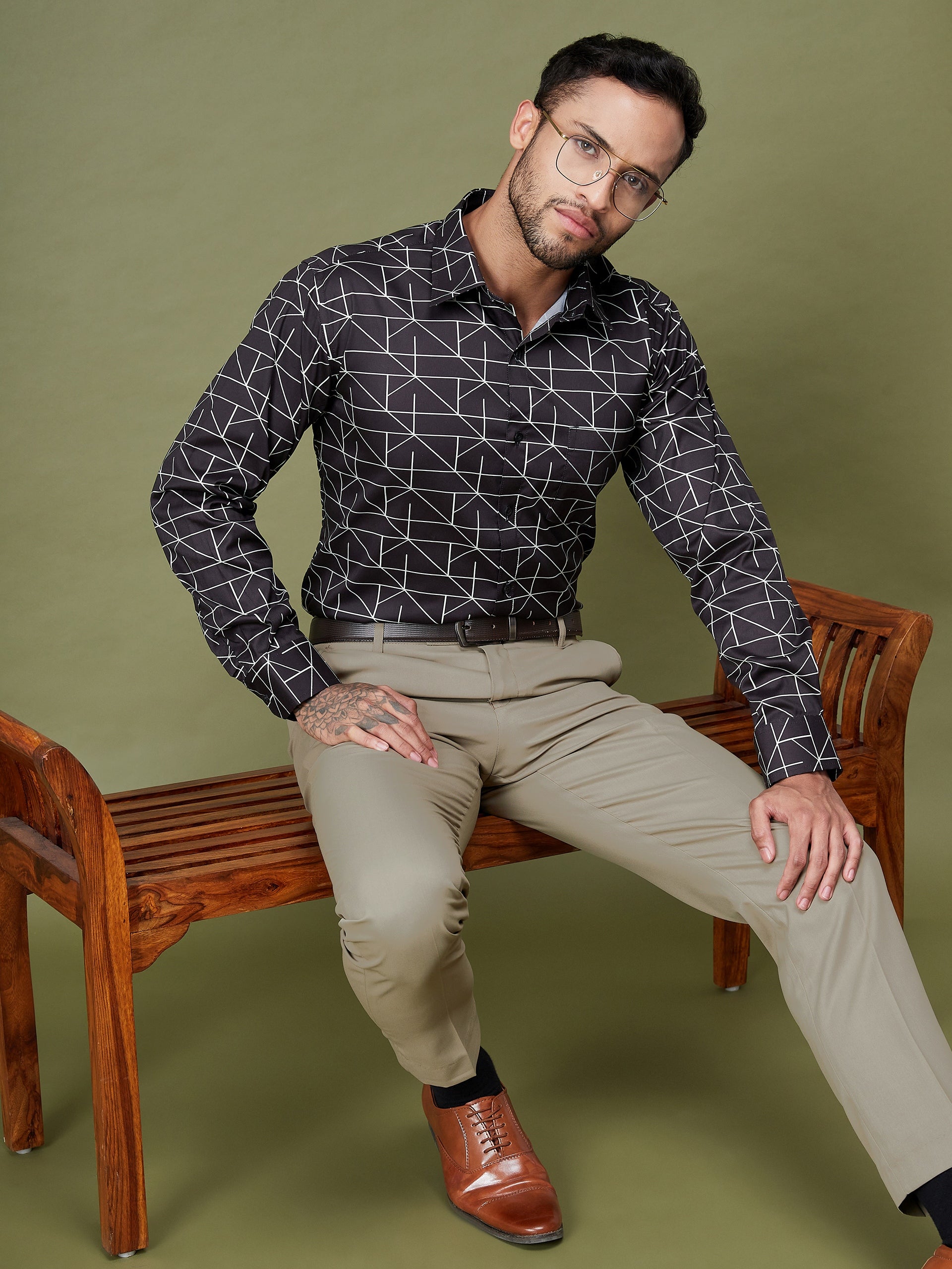 Buy Dark Green Printed Formal Full Sleeves Shirt for Men Online at SELECTED  HOMME | 235292602