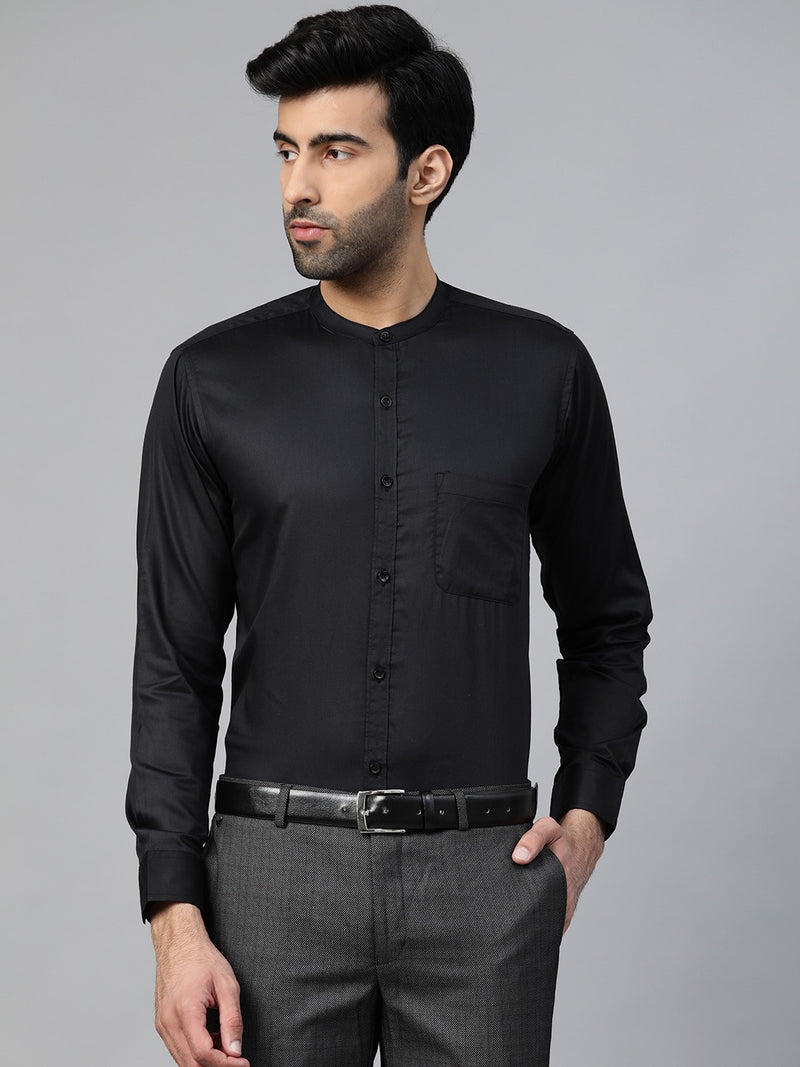 Men Black Smart Slim Fit Solid Twill Formal Shirt