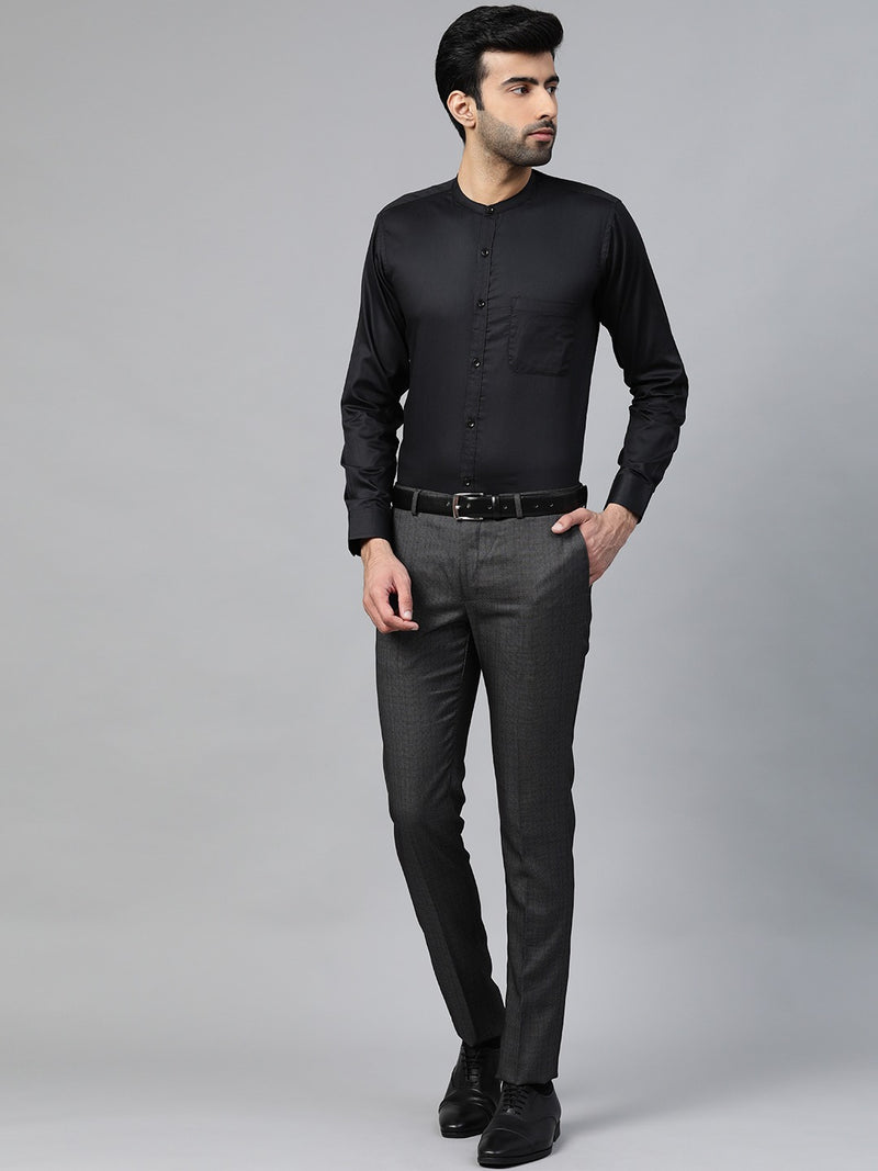 Men Black Smart Slim Fit Solid Twill Formal Shirt