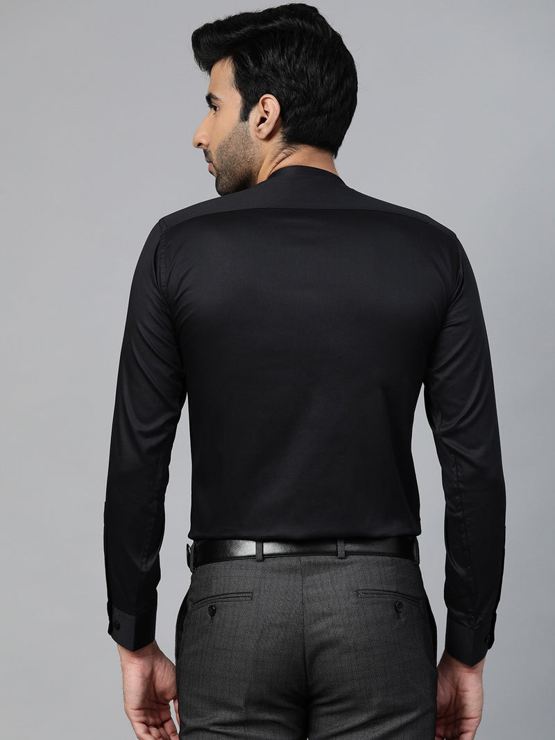 Men Black Smart Slim Fit Solid Twill Formal Shirt