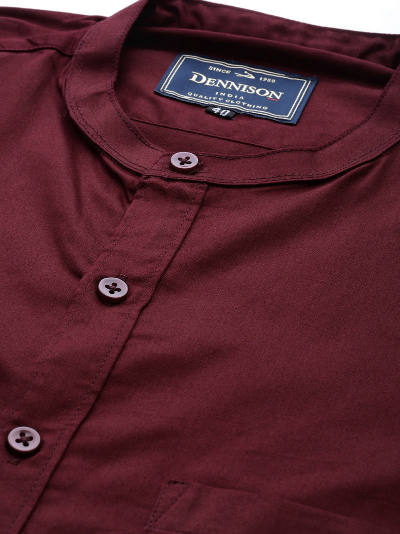 Men Burgundy Smart Slim Fit Solid Twill Formal Shirt