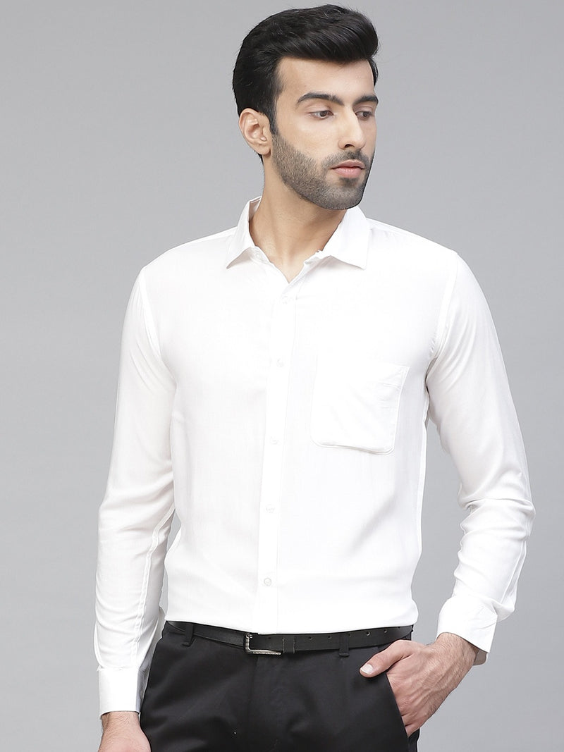 White: Solid Wrinkle Free Formal Shirt