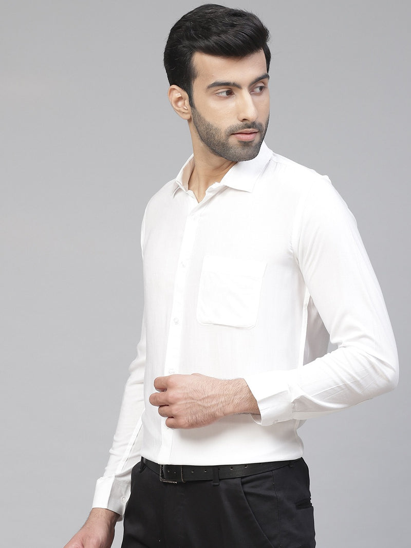 White: Solid Wrinkle Free Formal Shirt