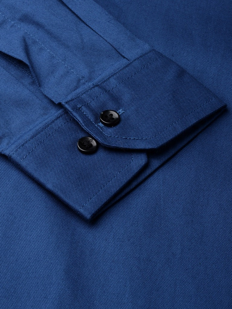 Men Teal Blue Smart Slim Fit Solid Twill Weave Formal Shirt