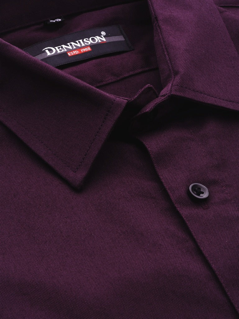 Purple: Smart Slim Fit Solid Twill Formal Shirt