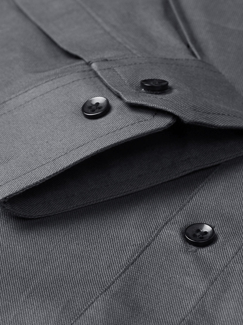 Charcoal Grey: Smart Slim Fit Solid Formal Shirt
