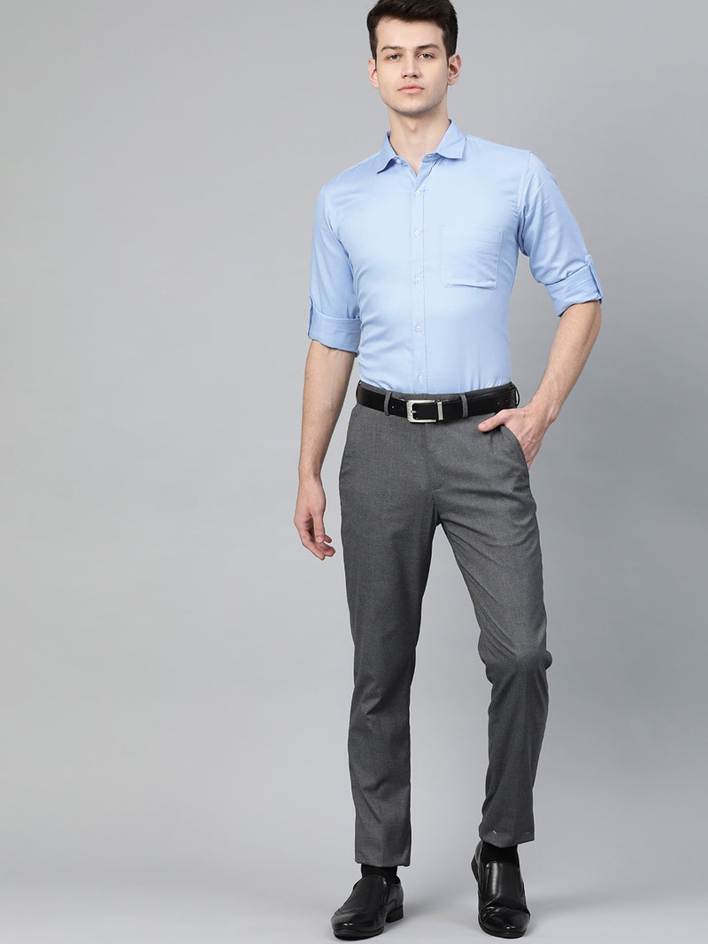 Men Blue Smart Slim Fit Solid Formal Shirt