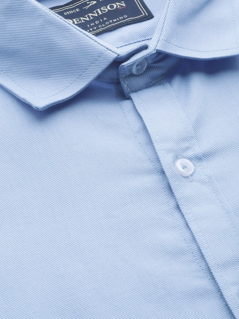Men Blue Smart Slim Fit Solid Formal Shirt