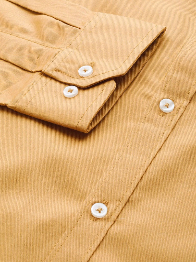 Men Mustard Yellow Smart Slim Fit Solid Formal Shirt
