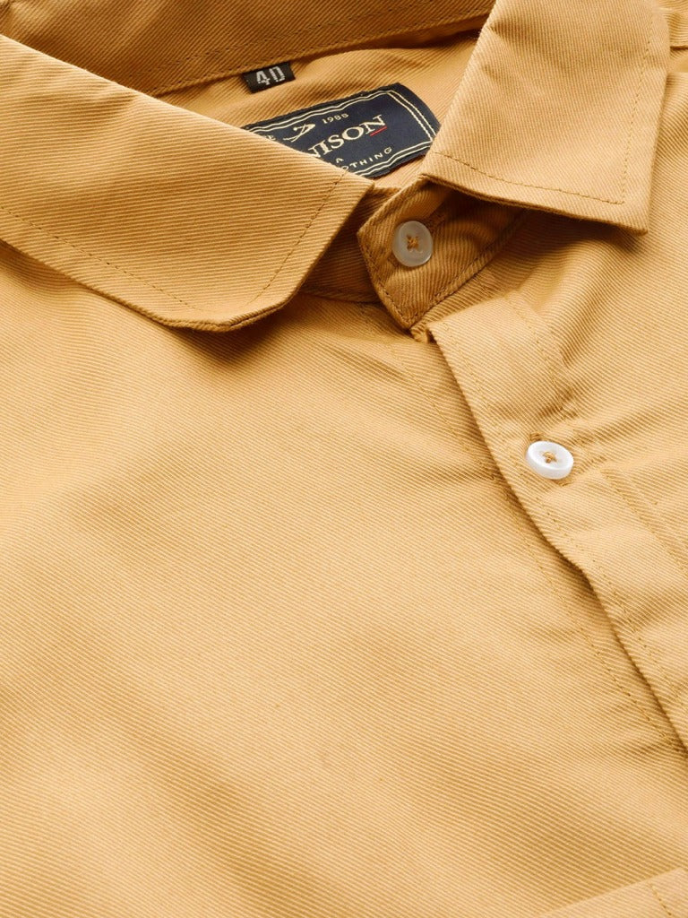 Men Mustard Yellow Smart Slim Fit Solid Formal Shirt