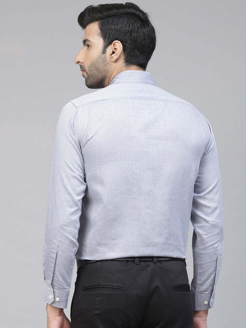 Men Blue Twill Weave Smart Slim Fit Self Design Formal Shirt