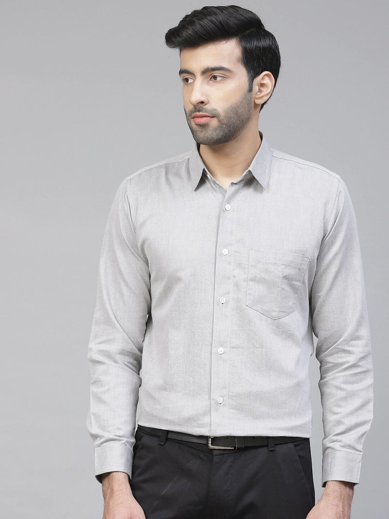 Men Black  Off White Twill Weave Smart Slim Fit Self Design Formal Shirt