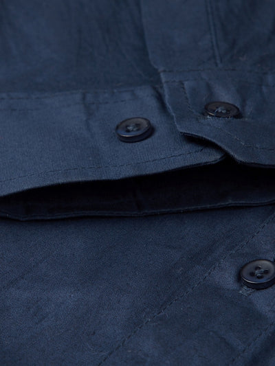 Men Navy Blue Smart Slim Fit Water  Stain Repellent Solid Formal Shirt