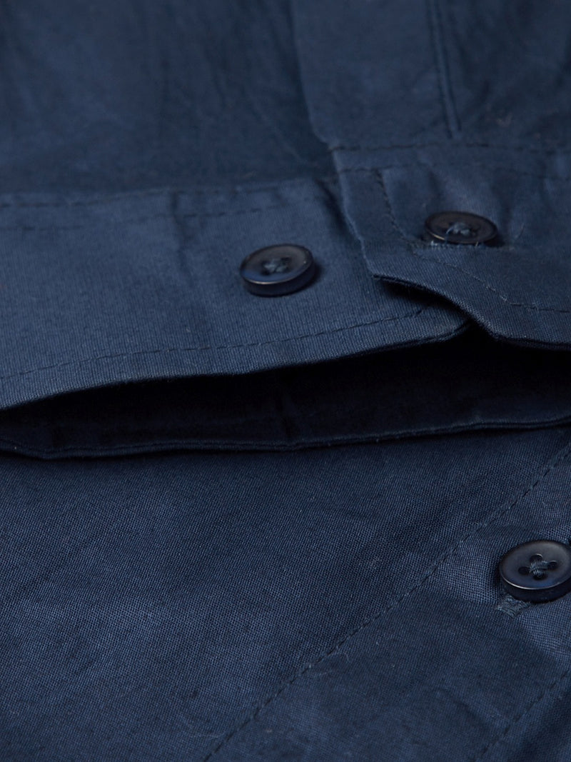 Men Navy Blue Smart Slim Fit Water  Stain Repellent Solid Formal Shirt