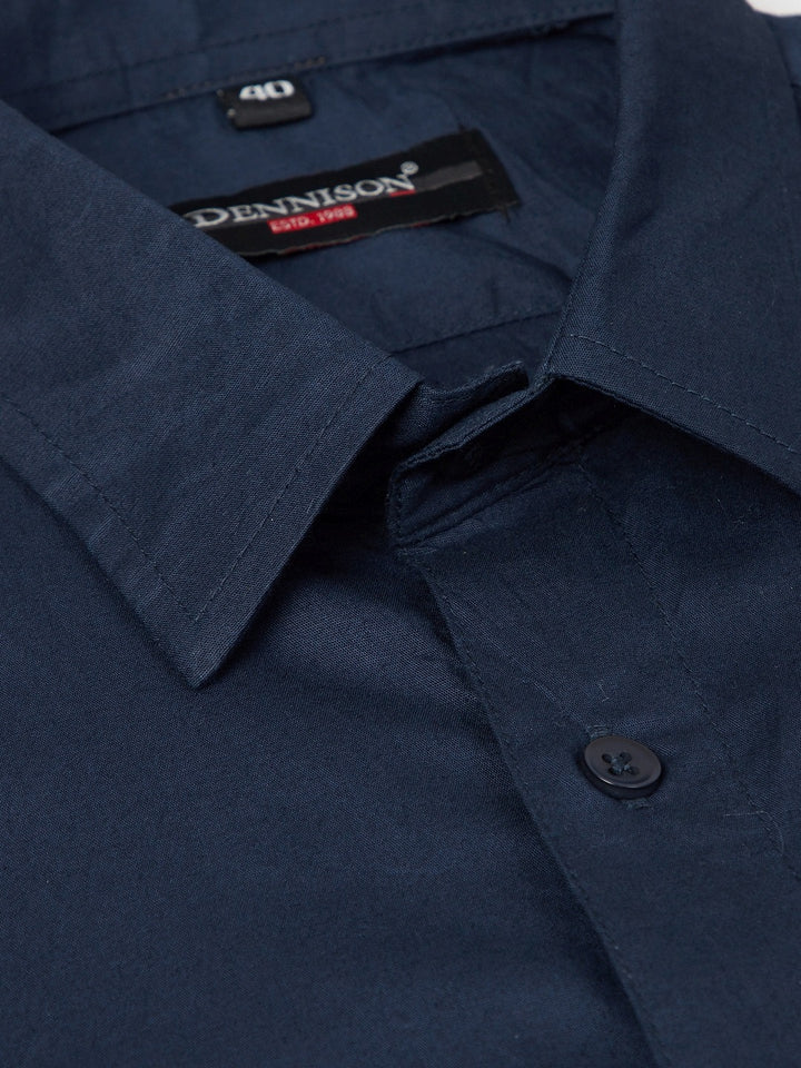 Men Navy Blue Smart Slim Fit Water  Stain Repellent Solid Formal Shirt