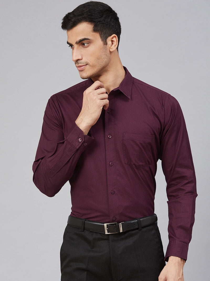 Men Burgundy Smart Slim Fit Water  Stain Repellant Solid Formal Shirt
