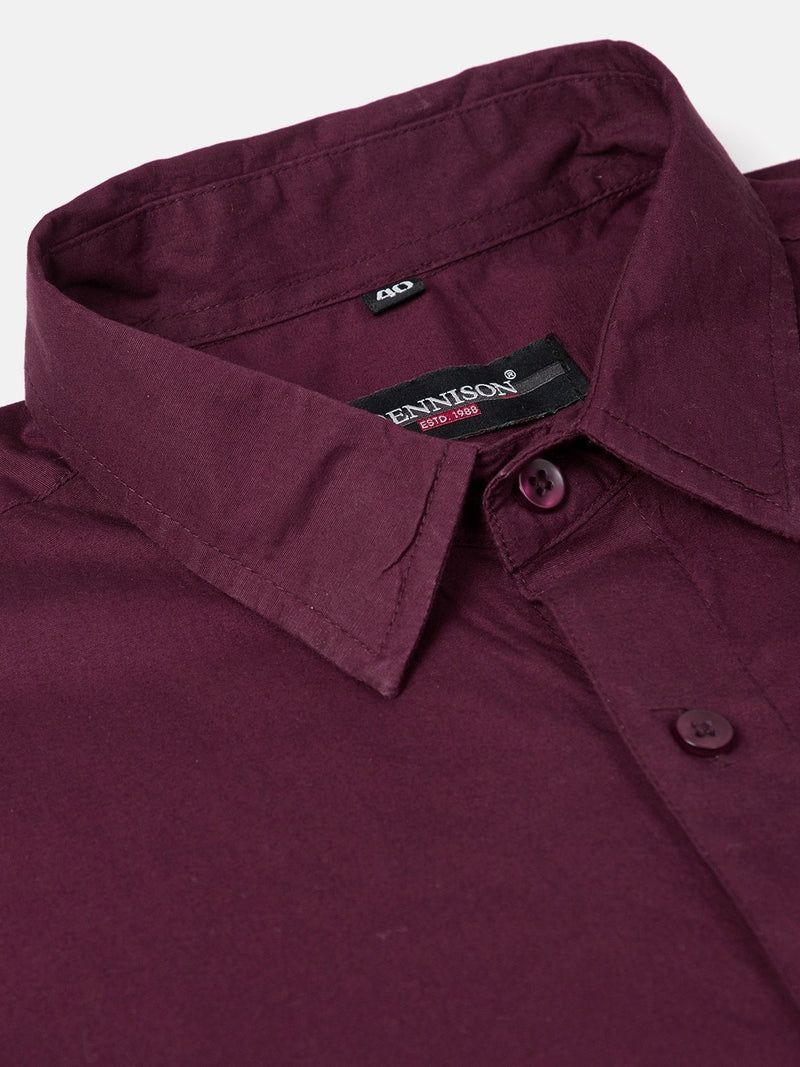 Men Burgundy Smart Slim Fit Water  Stain Repellant Solid Formal Shirt
