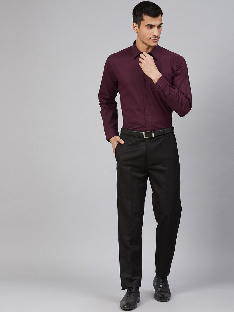 Men Burgundy Smart Slim Fit Water  Stain Repellant Solid Formal Shirt