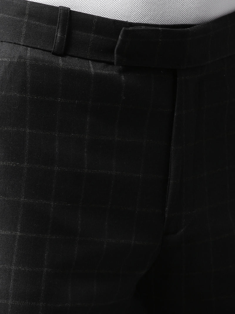 Men Black  Off-White Tapered Fit Checked Trousers