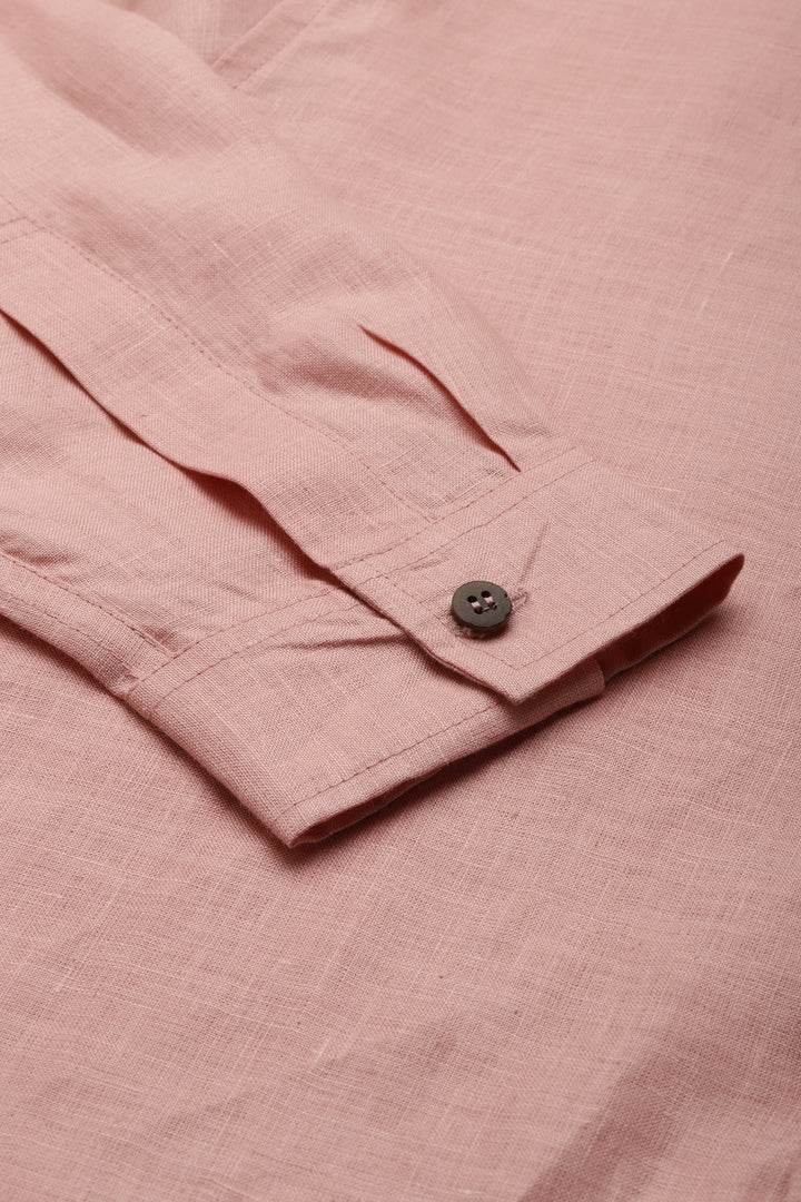 Men Pink Pure Hemp Sustainable Slim Fit Casual Shirt