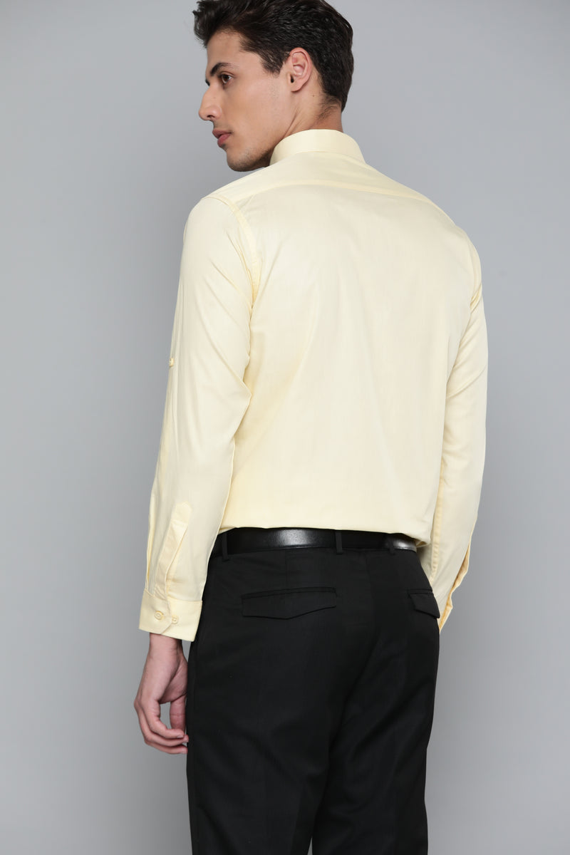 Men Yellow Smart Slim Fit Bio-Engineered Quick-Dry Odour-Free Formal Shirt