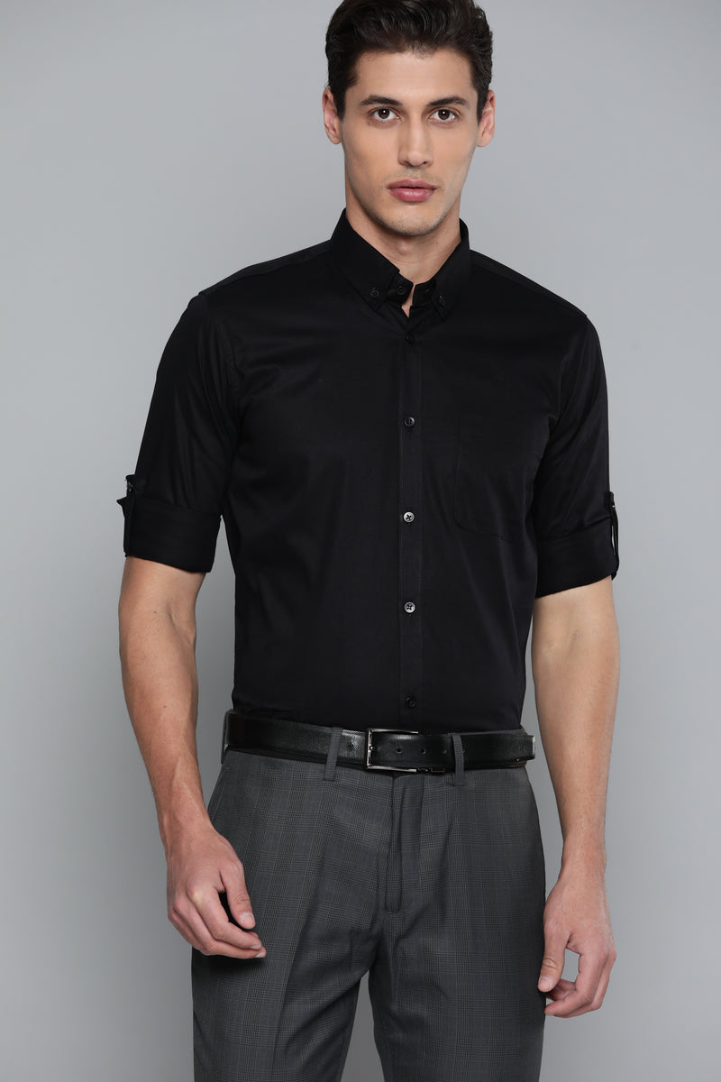 Men Black Smart Slim Fit Bio-Engineered Quick-Dry Odour-Free Formal Shirt