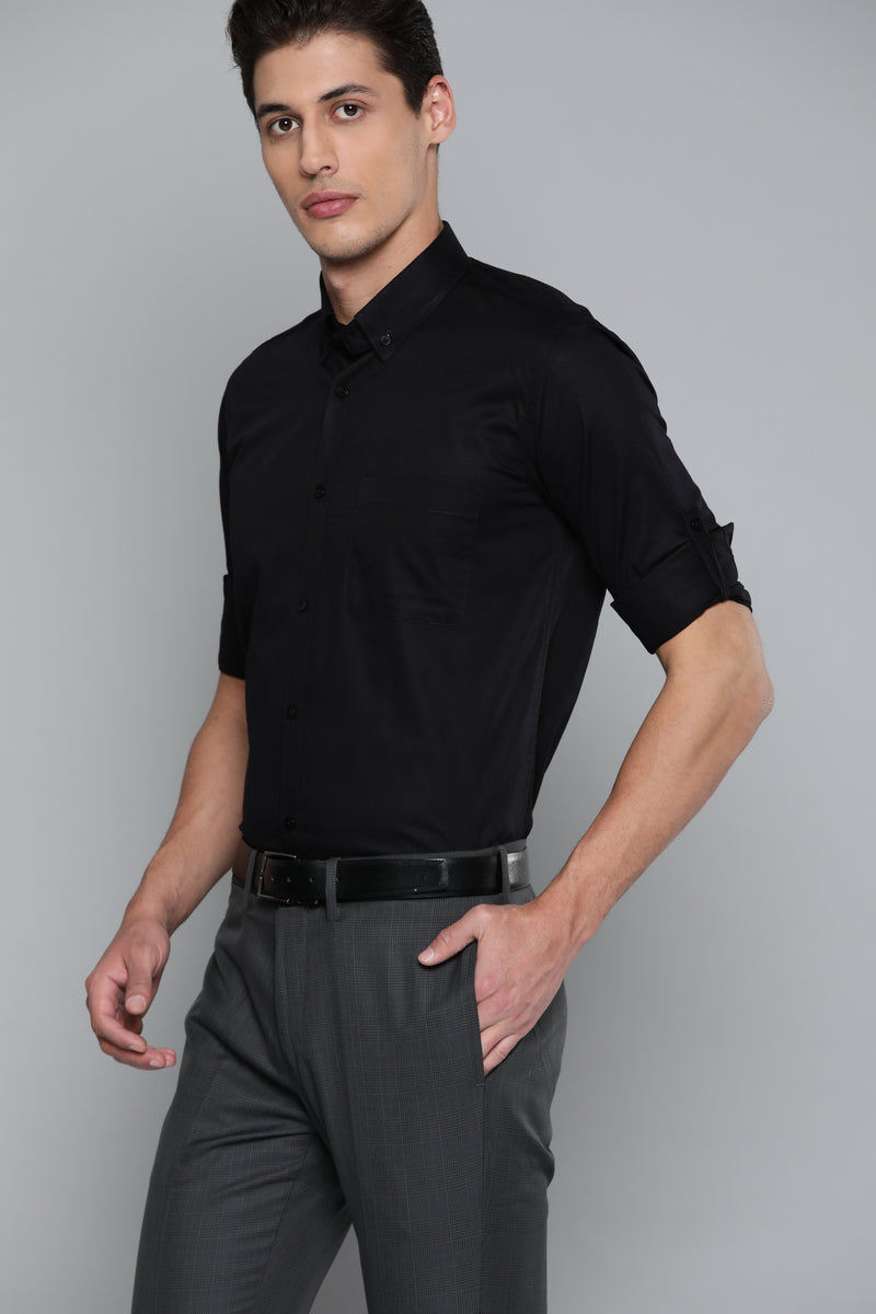 Men Black Smart Slim Fit Bio-Engineered Quick-Dry Odour-Free Formal Shirt