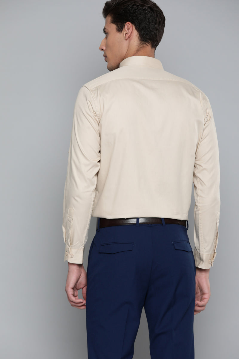 Men Beige Smart Slim Fit Bio-Engineered Quick-Dry Odour-Free Formal Shirt