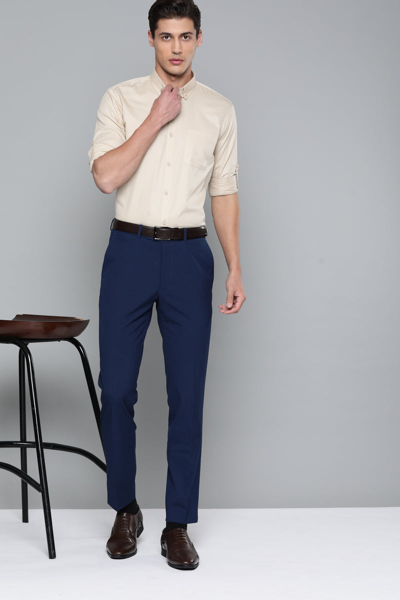 Men Beige Smart Slim Fit Bio-Engineered Quick-Dry Odour-Free Formal Shirt