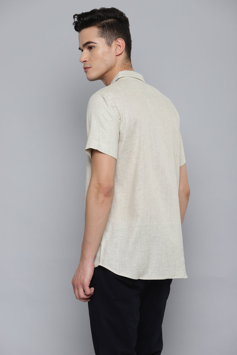Beige: Half Sleeves Hemp cotton Sustainable Shirt
