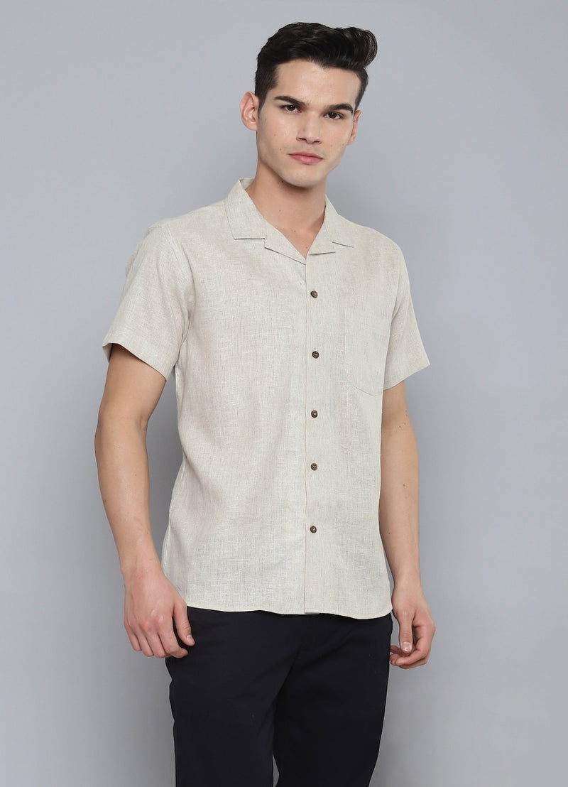 Beige: Half Sleeves Hemp cotton Sustainable Shirt
