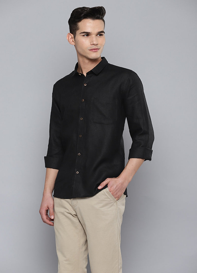 Solid Black Hemp Shirt