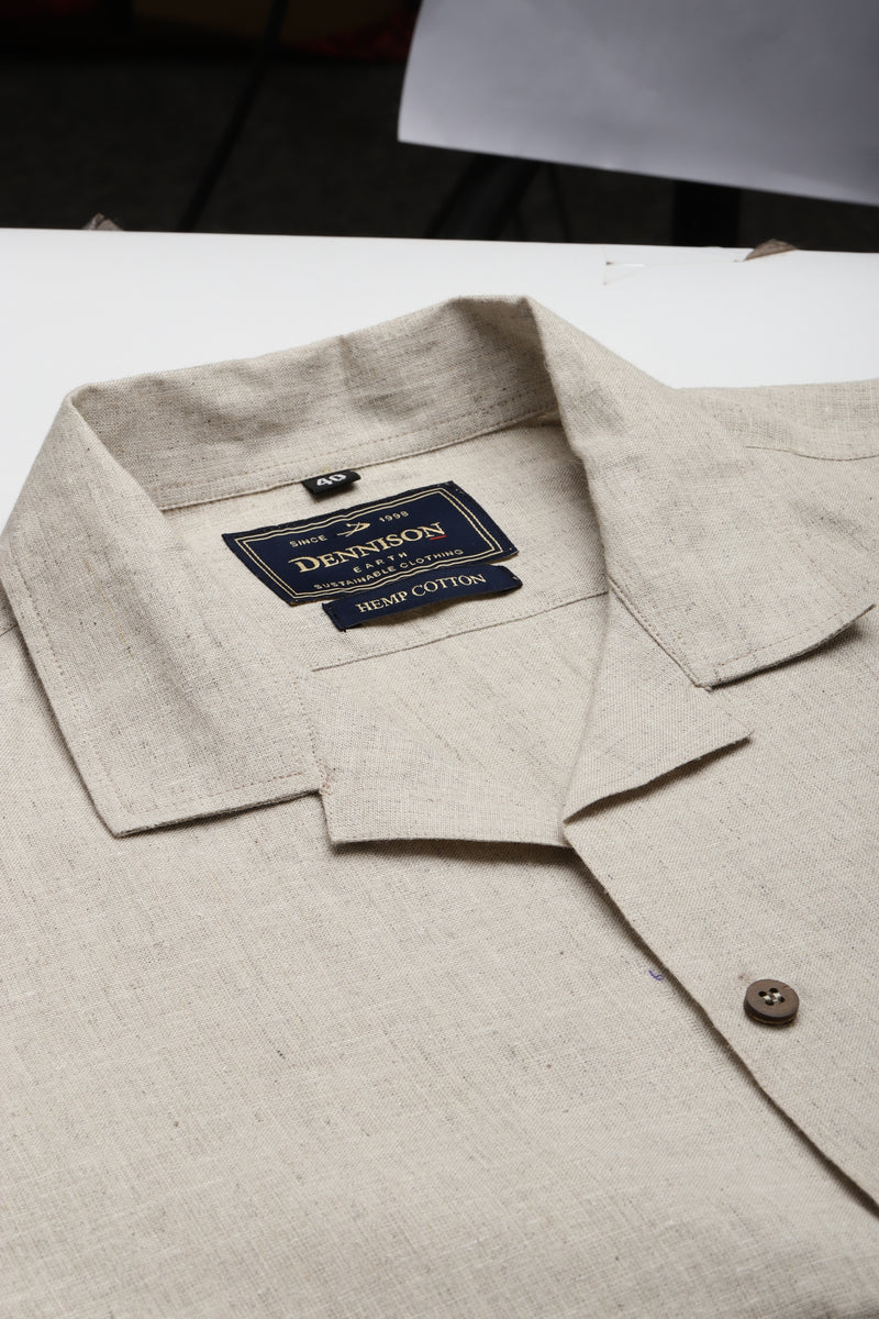 Beige: Half Sleeves Hemp cotton Sustainable Shirt