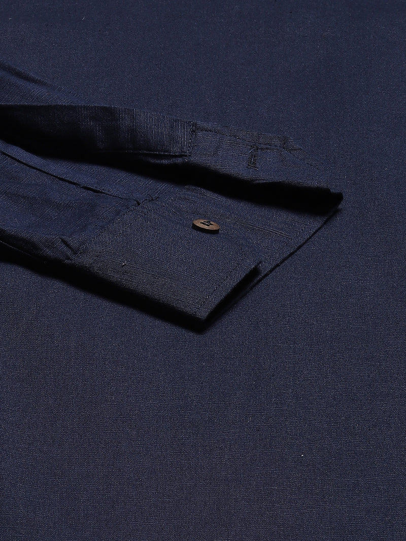 Men Navy Blue Comfort Fit Kurta