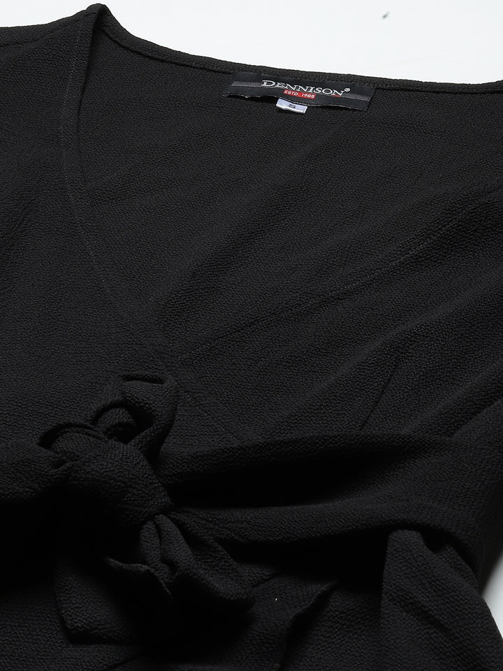 Black Crepe Wrap Dress